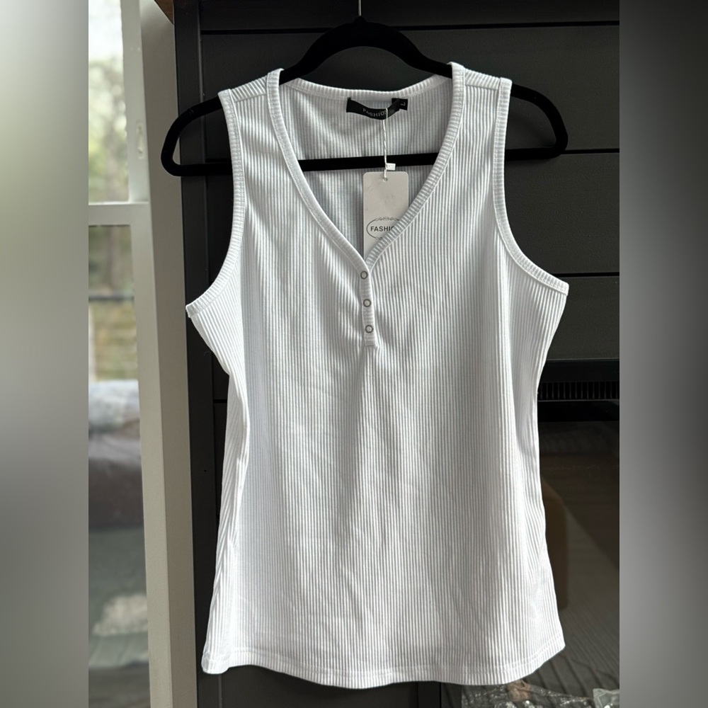 White Ribbed Tank Top